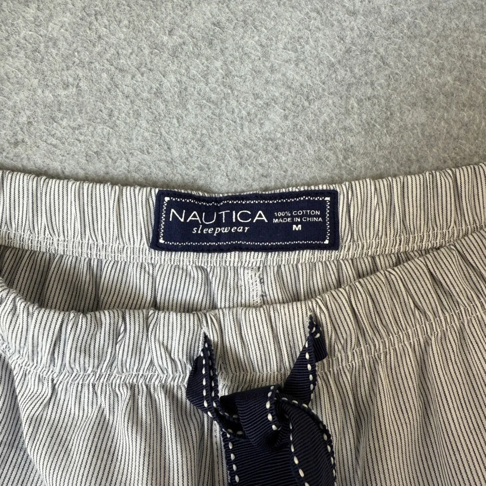 Nautica Sleepwear Womens Pajama Pants Blue Striped Drawstring Lounge Size Medium